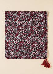 Vintage Disty Floral Fringed Tassel Scarf Sai Feel