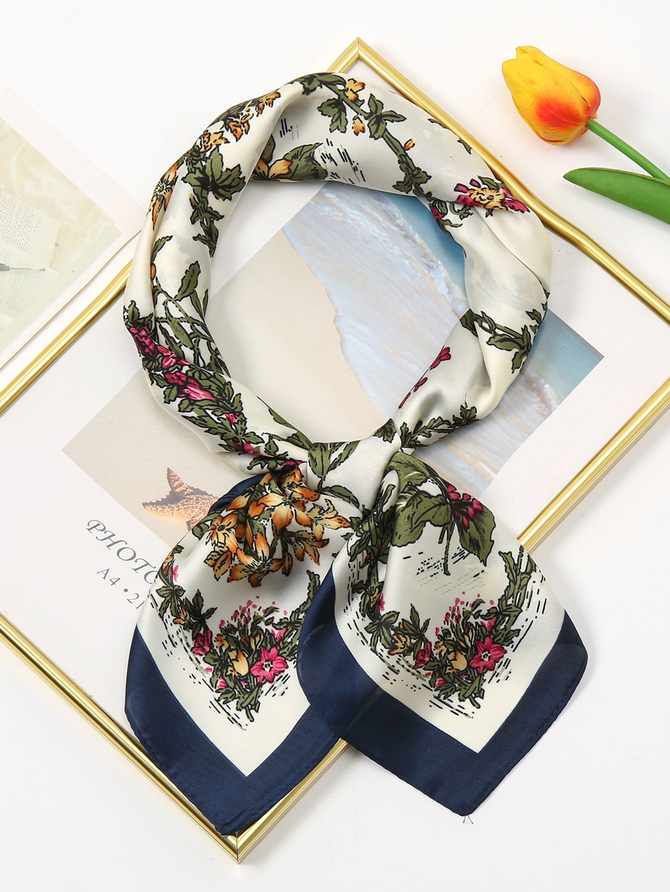 Vintage silky scarf Sai Feel