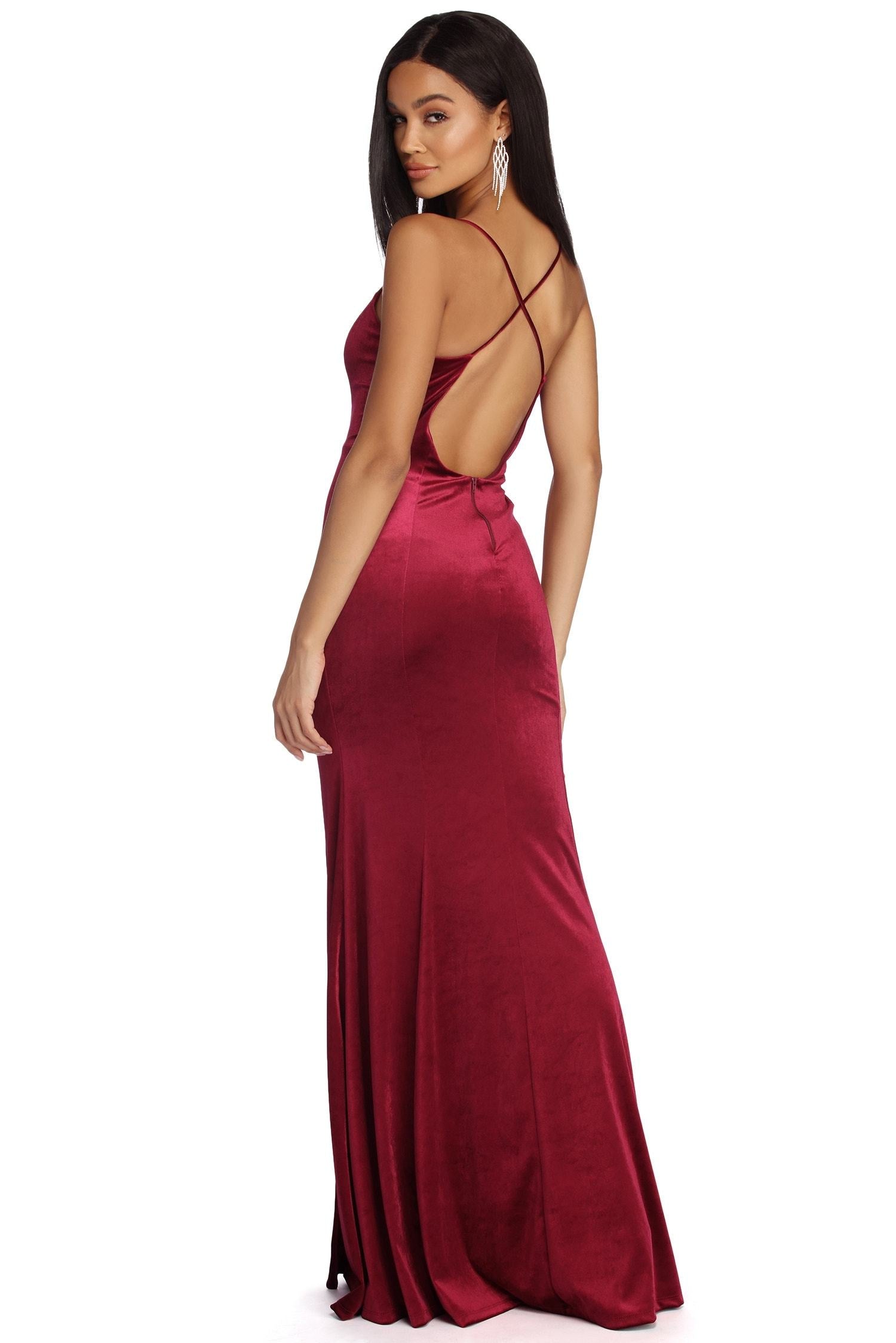 Viviana Formal Velvet Open Back Dress Sai Feel