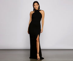 Vivienne Formal High Slit Crepe Dress Sai Feel