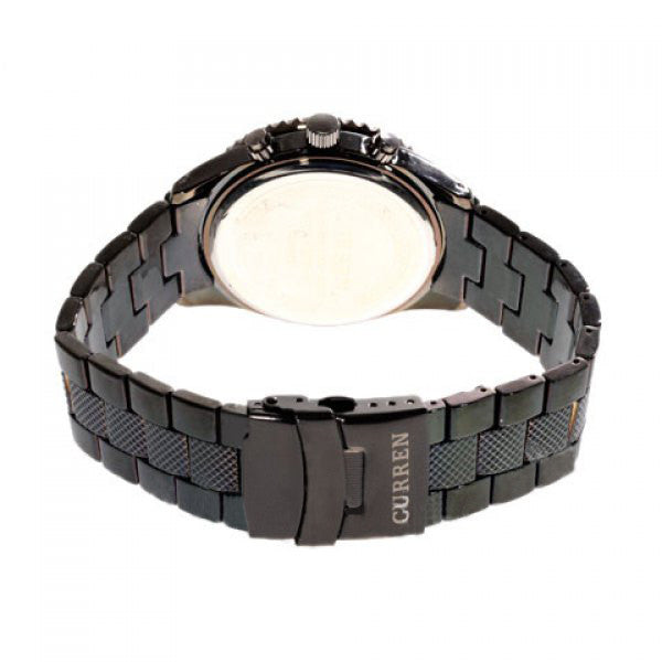 Chronographe en acier inoxydable noir (cadran noir de 4,5 cm)