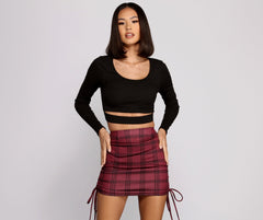 What's The Scoop Ribbed Knit Crop Top Sai Feel