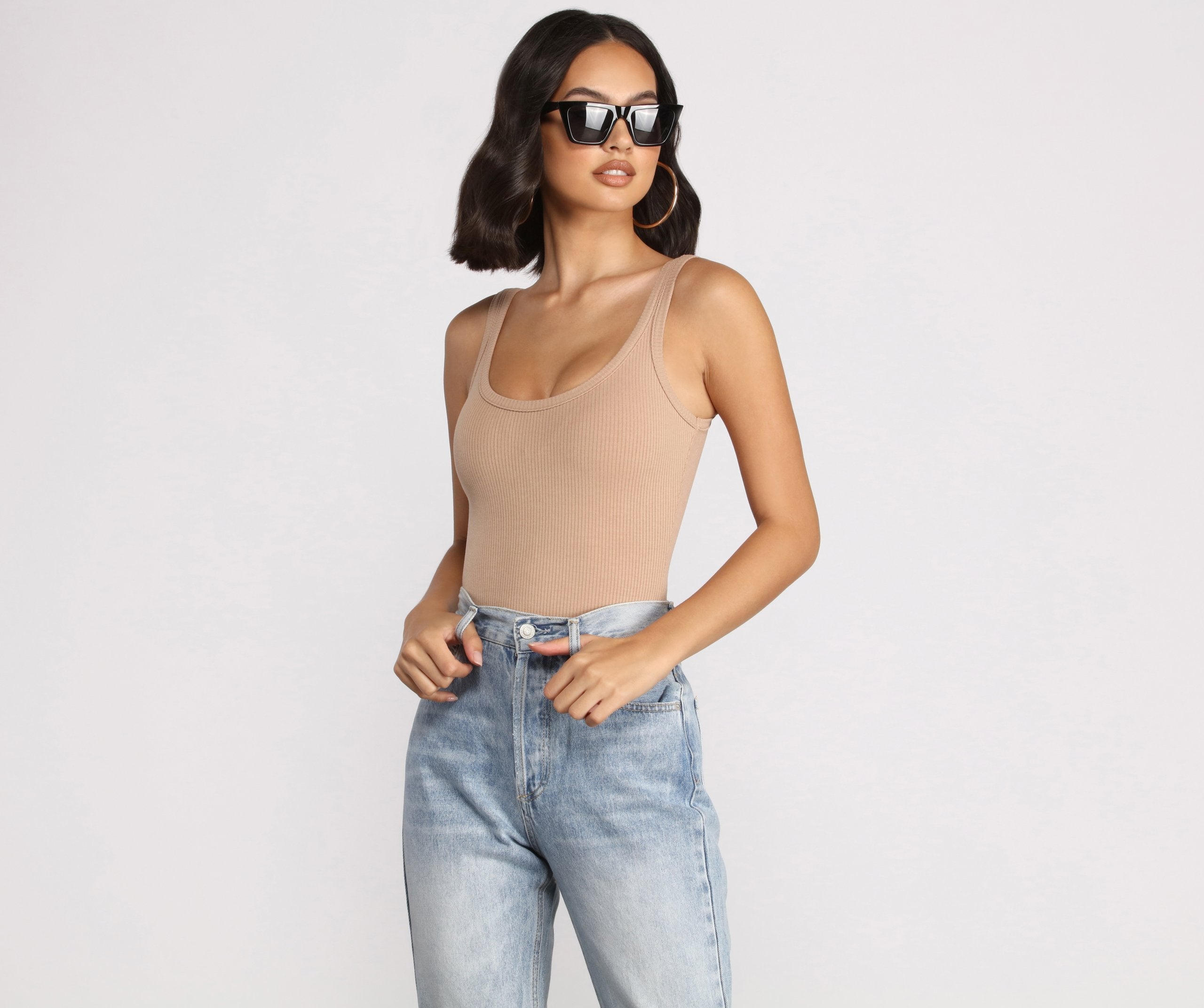 What's The Scoop Ribbed Tank Bodysuit Sai Feel