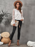 White Flare Lace Sleeve Ribbed Knit Top Sai Feel