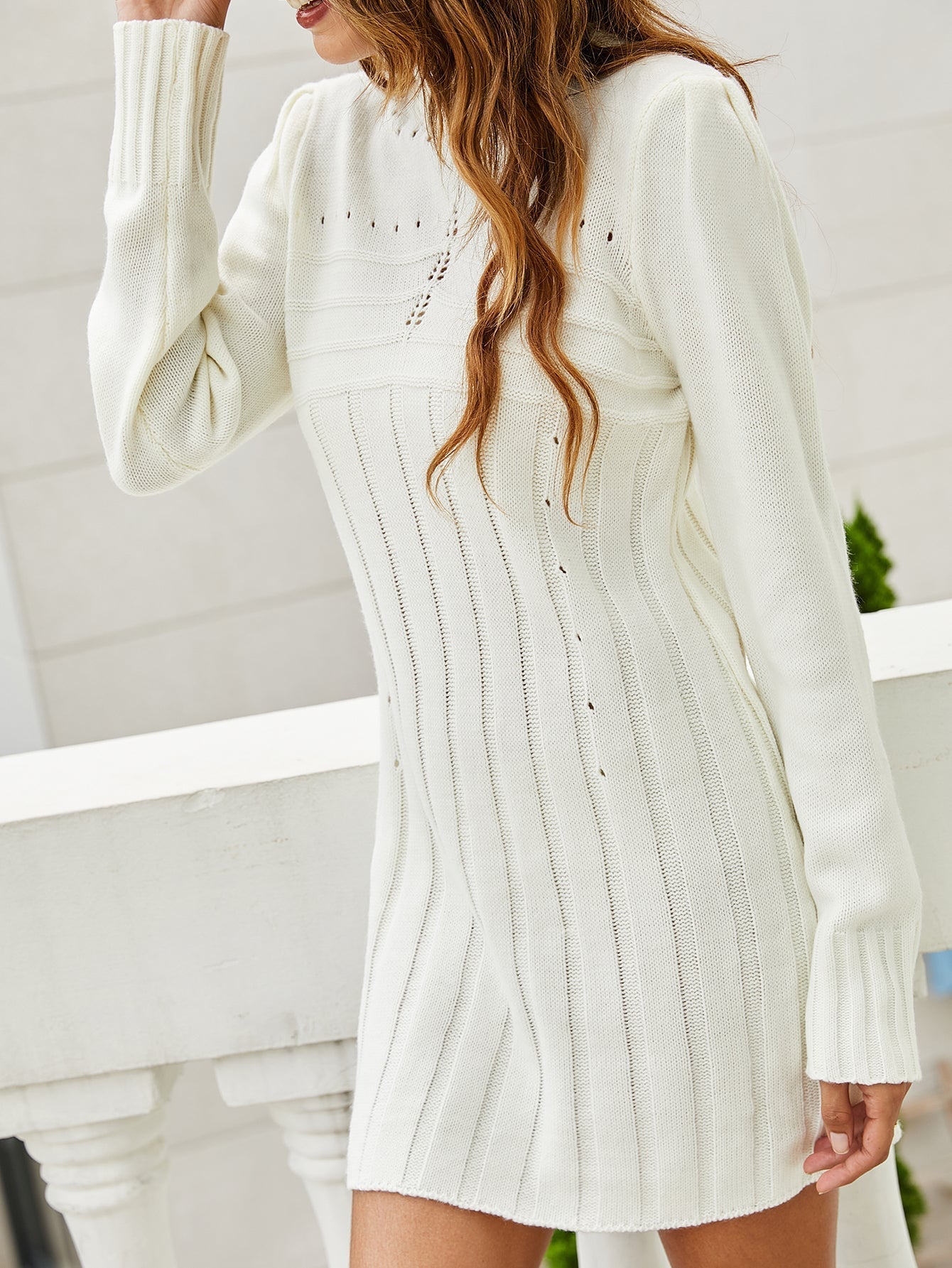 White Puff Sleeve Sweater Dress Sai Feel