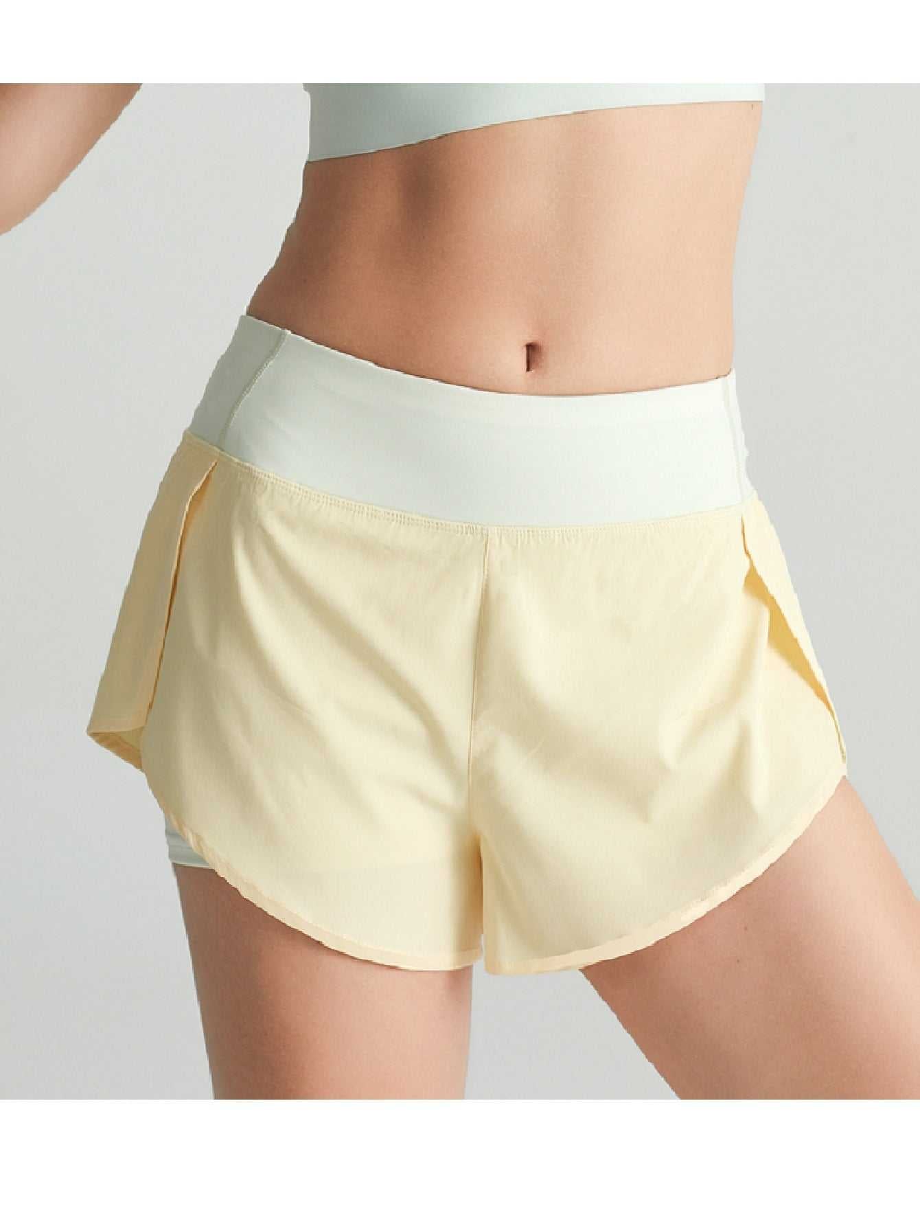 Wide Band Elastic Waist 2 in 1 Sport Shorts With Phone Pocket Sai Feel