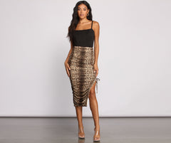 Wild Child Snake Print Mesh Midi Skirt Sai Feel