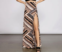 Wild Style Animal Print Maxi Skirt Sai Feel