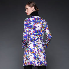 Windbreaker Round Neck Printed Single-breasted Coat Sai Feel