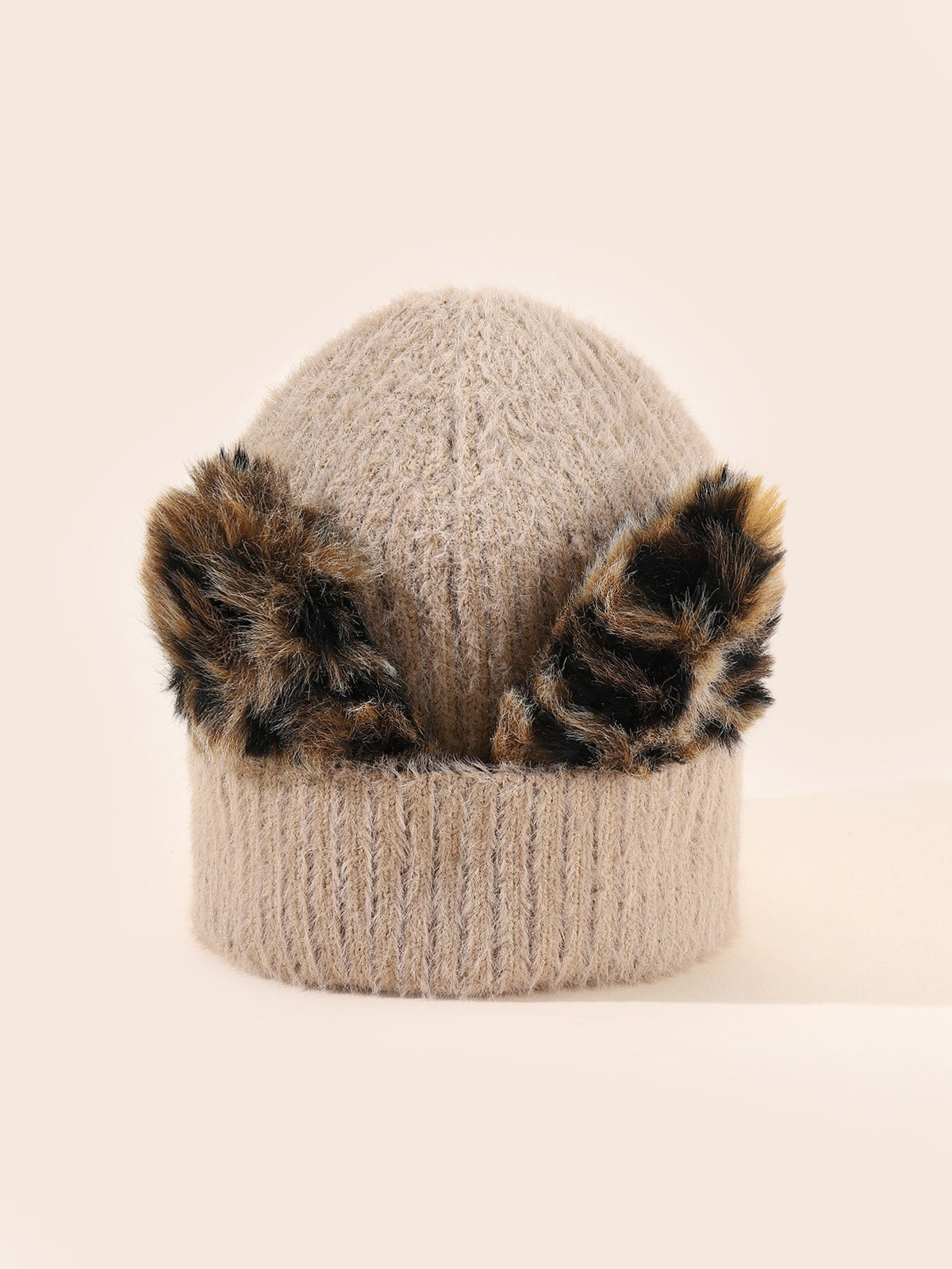 Winter Knitted Leopard Cat Ears Beanie Hats Cute Stretchy Soft Skull Watch Cap Sai Feel