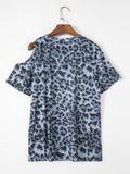 Woman loose casual leopard print short sleeve T-shirt Tops Sai Feel
