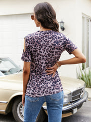 Woman loose casual leopard print short sleeve T-shirt Tops Sai Feel