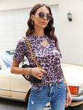 Woman loose casual leopard print short sleeve T-shirt Tops Sai Feel