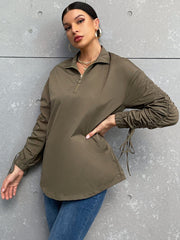 Women 1/4 Zip  Patchwork Pullover Long Sleeve Sweatshirt Sai Feel