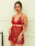 Women 2 Pcs/Set Lace Pajama Sets  Sleeveless Nightwear + Night Robe Sai Feel