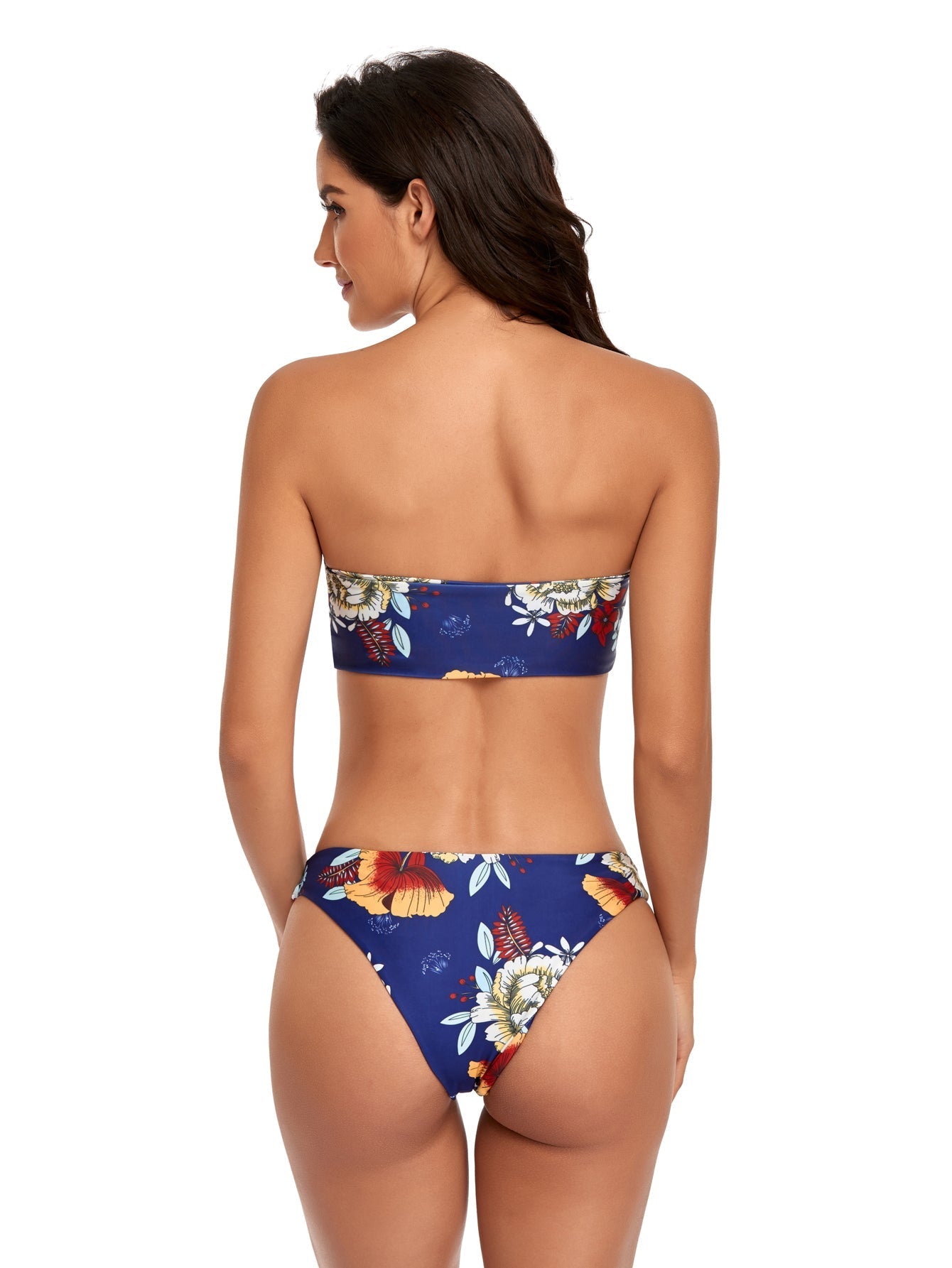 Women 2pcs Bow Front Floral Print Bikini Beach Bathing Suit Sai Feel