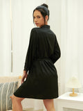 Women 2pcs Satin Lace Lingerie Set Robes Pajamas Sai Feel