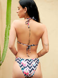 Women 2pcs Stripe Print Bikini Set Sai Feel