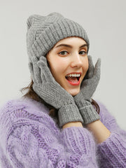 Women 2pcs Twill design wool hat & gloves suit Sai Feel