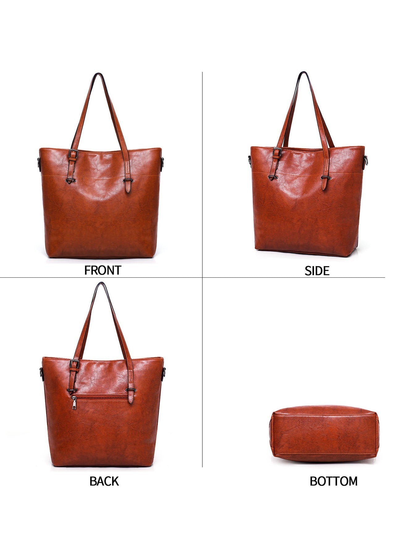 Women 4 Pcs/set Bags Casual Leather Wallets Purses and Handbags Crossbody Bags Retro Satchel Shoulder Tote Bag Messenger Bags Sai Feel