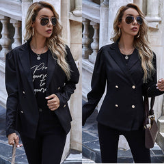 Women Autumn and Winter Double Breasted Suit Jacket Long Sleeves Sai Feel