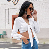 Women Boob Tube Top Short Touch Chest Lantern Bubble Sleeves Pure Color Sexy Shirt Blouse Sai Feel