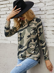 Women Camouflage Long-sleeved Short-length  Sweater Pullover Sai Feel