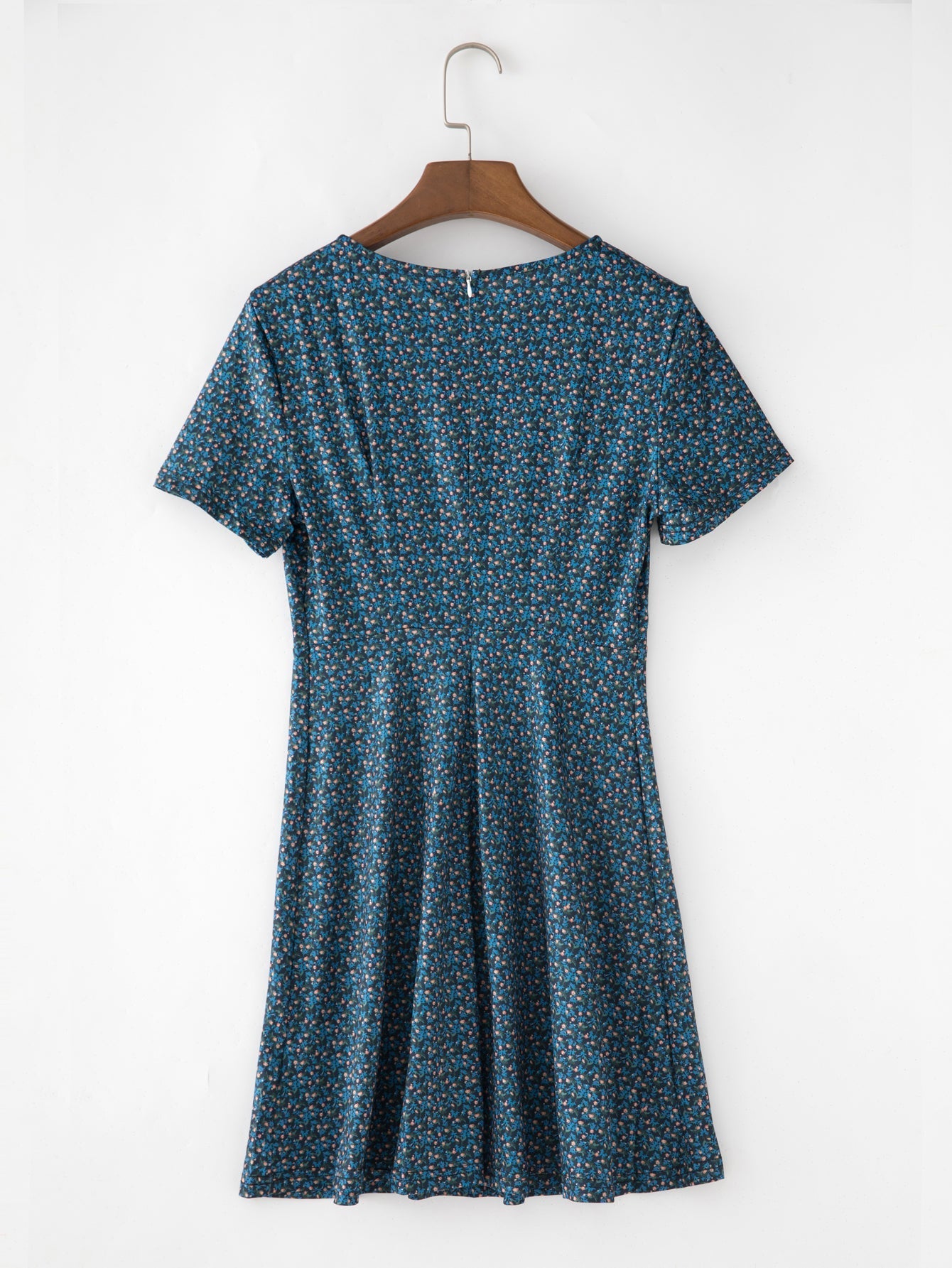 Women Casual Loose Short Sleeve Printed Round-neck Dress Vintage Skirt Sai Feel