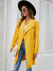 Women  Casual Overcoat Outwear Long Sleeve Woollen Coat L Turn-Down Collar Long Coat Sai Feel