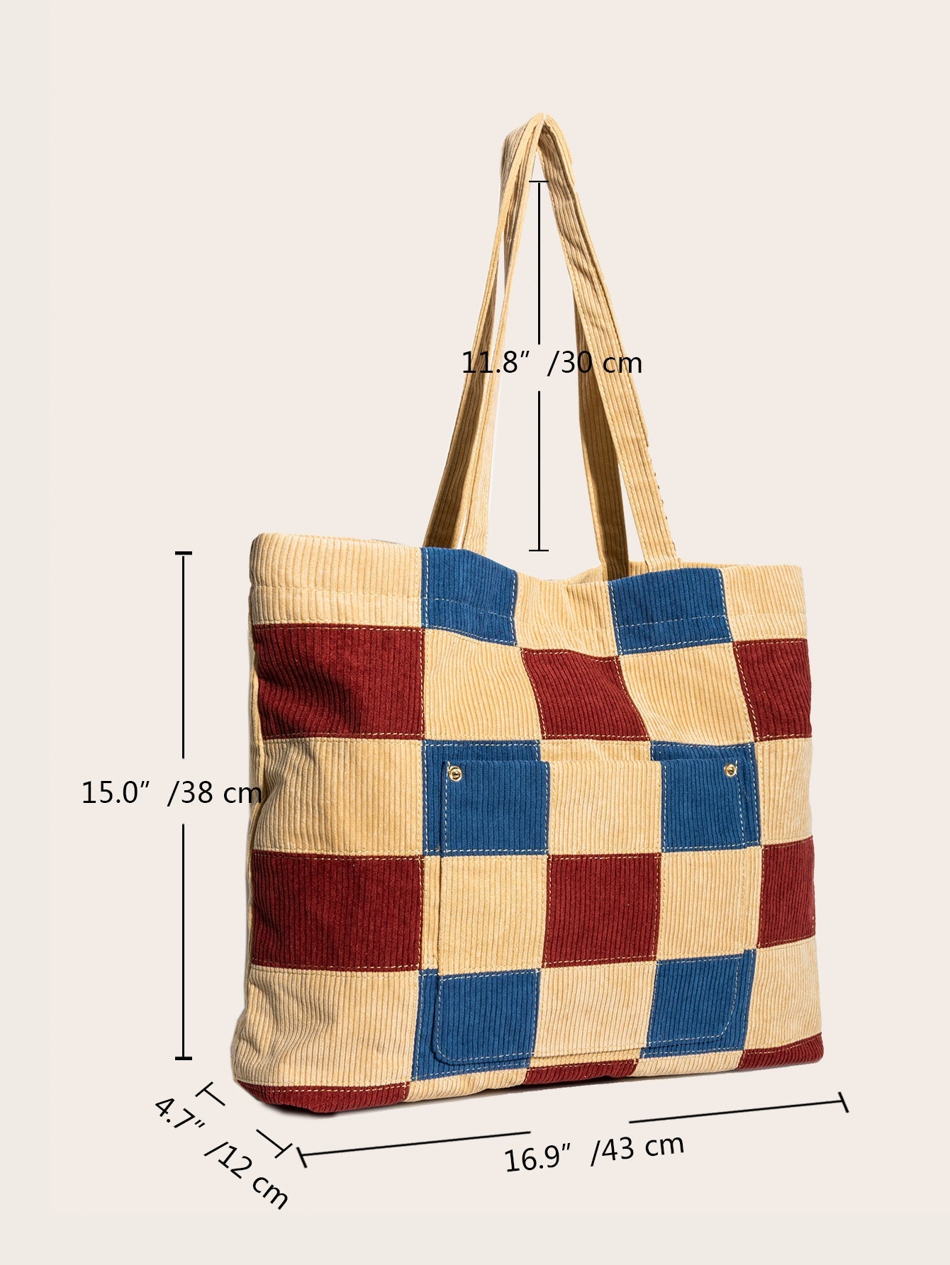 Women Corduroy Tote Casual Shoulder Bag Foldable Reusable Shopping Beach Bag Sai Feel