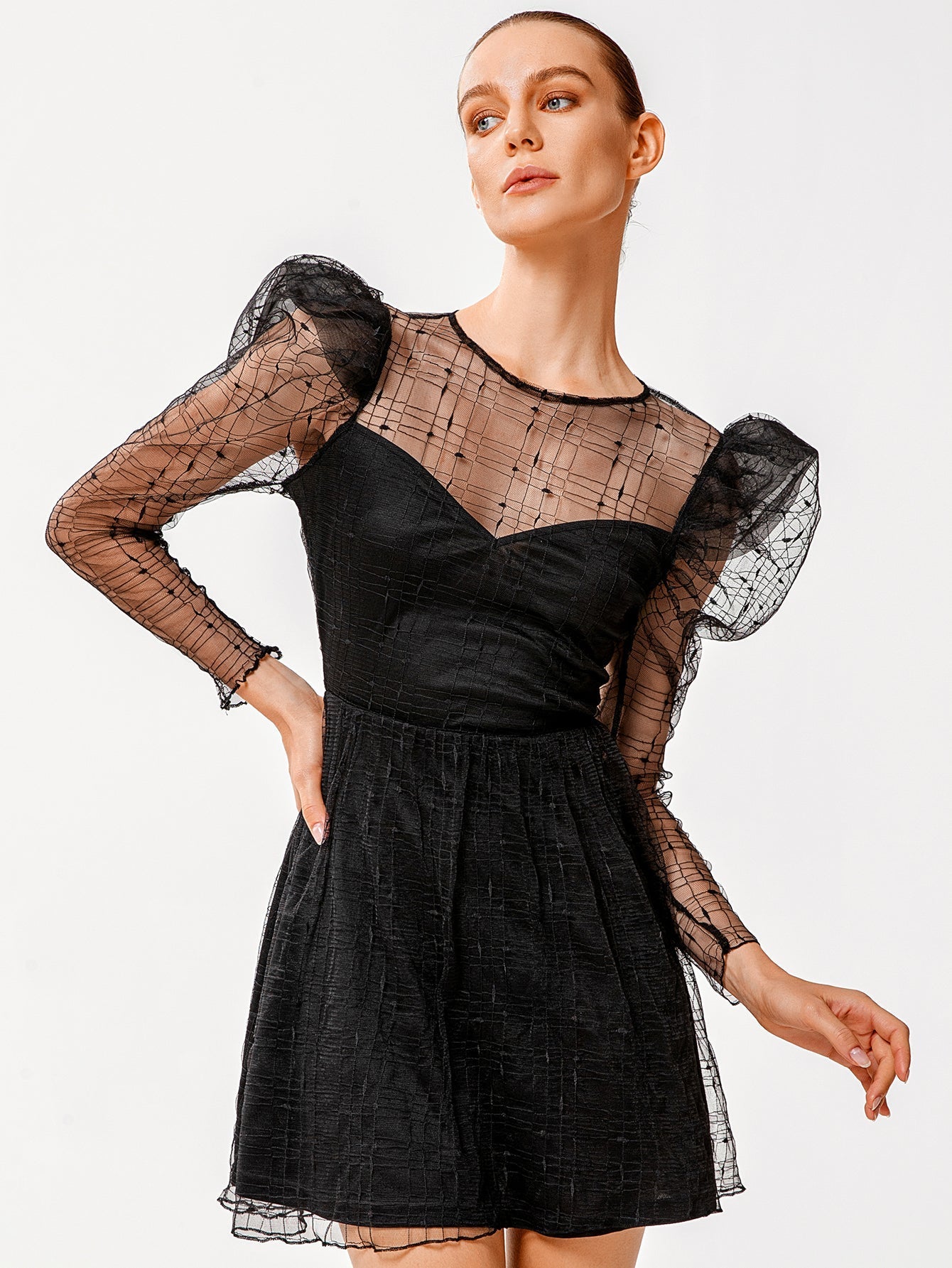Women Fashion See Through sexy butterfly dot embroidery lace dress sho Sai Feel Women Fashion See Through sexy butterfly dot embroidery lace dress sho Sai Feel