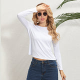 Women Fashion Sequins Print Round Neck Slim Fit Long Sleeves Pullover Casual Blouses Tops Bottoming Shirts Sai Feel