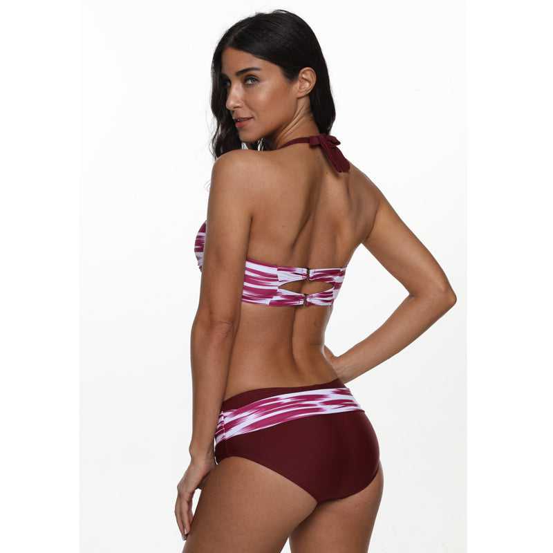Women Halter Bikini Printed Two Pieces Split Bikini Set Beach Swimsuit Bathing Suit Swimwear tankini Sai Feel