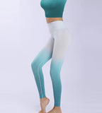 Women Hanging Dye Long Sleeve Yoga Clothing Seamless Fitness High Waist Hip Lifting Pants  Yoga Suits Sai Feel