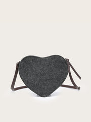 Women Heart Shape Felt fabric Messenger Shoulder Bag Sai Feel
