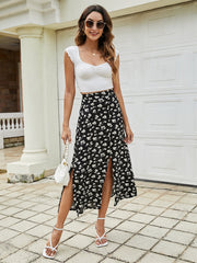 Women High Waist Dress Floral Print Skirt Elegant Half Dress Sai Feel