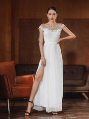 Women Lace Embroidered Backless Sexy Wedding Party Dress Sai Feel