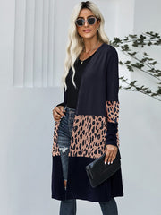 Women Leopard Splicing Colorblock Cardigan Sai Feel