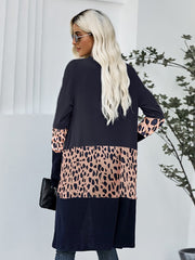 Women Leopard Splicing Colorblock Cardigan Sai Feel