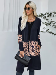 Women Leopard Splicing Colorblock Cardigan Sai Feel