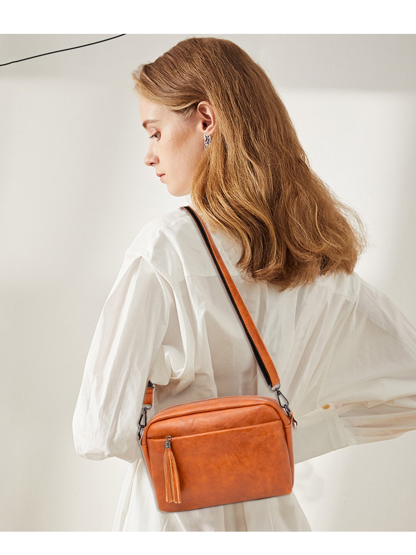 Women Lightweight Medium Crossbody Bag Shoulder Purses Pocketbooks with Tassel and Triple Zipper Pocket Sai Feel