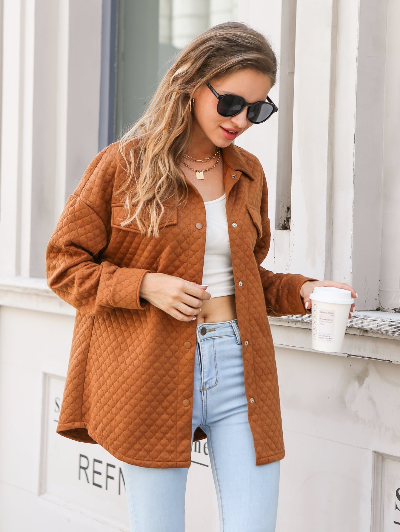 Women Long Sleeve Button Down Soft Jacket Tops Sai Feel