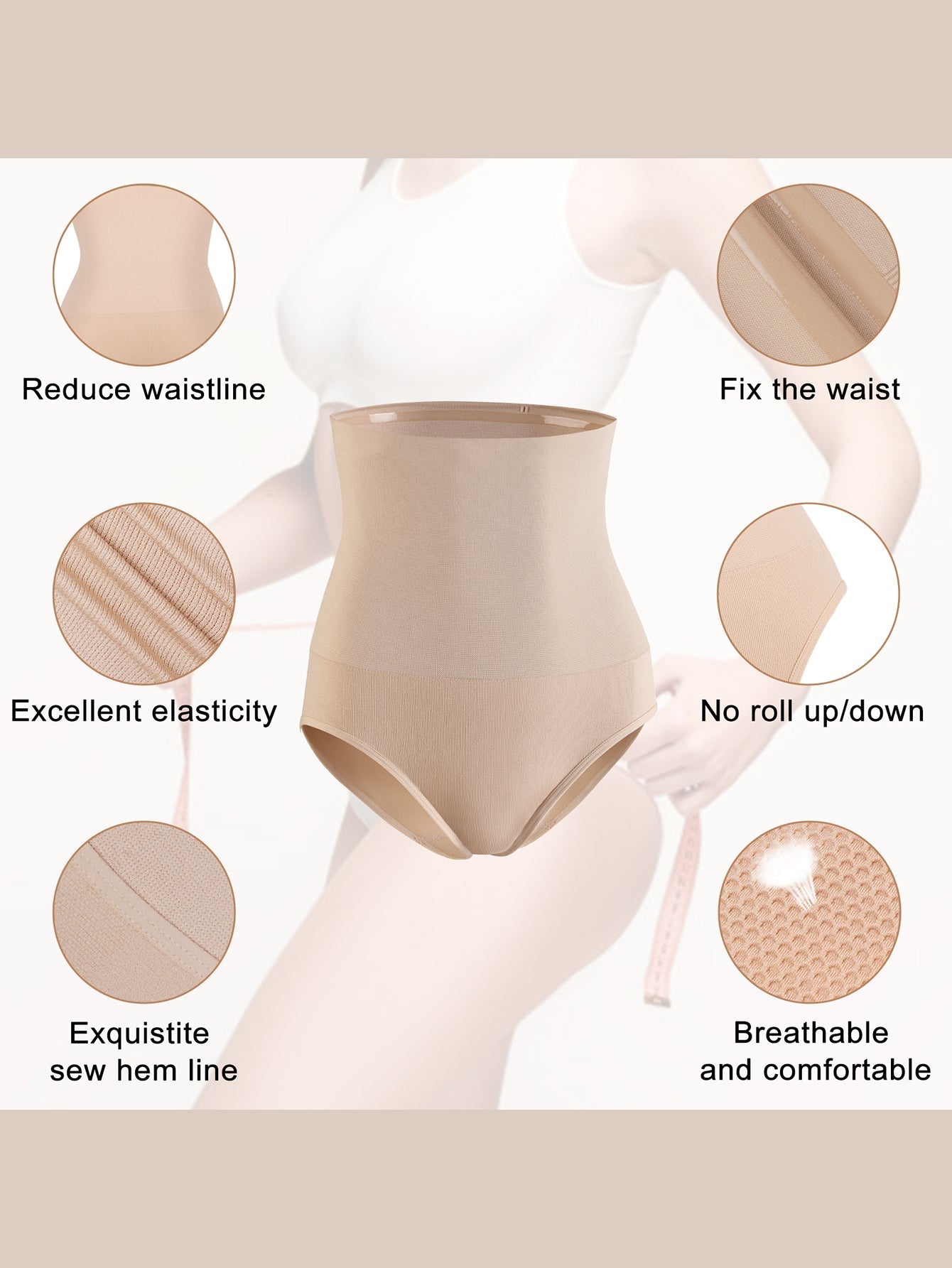 Women Plus Size High Waist shaping the body with wasit Anti-slip silicone briefs Sai Feel