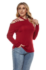 Women Plus Size Round Neck Irregular Top T-shirt Sai Feel