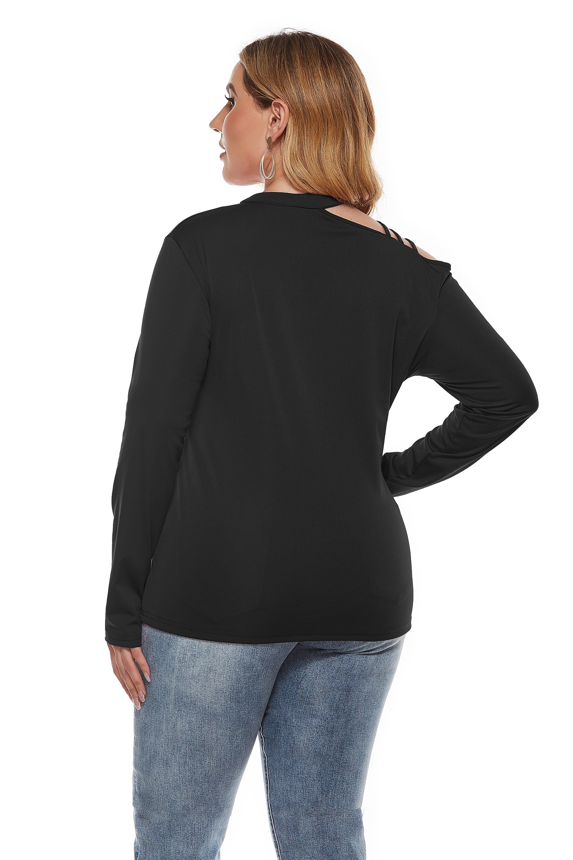 Women Plus Size Round Neck Irregular Top T-shirt Sai Feel