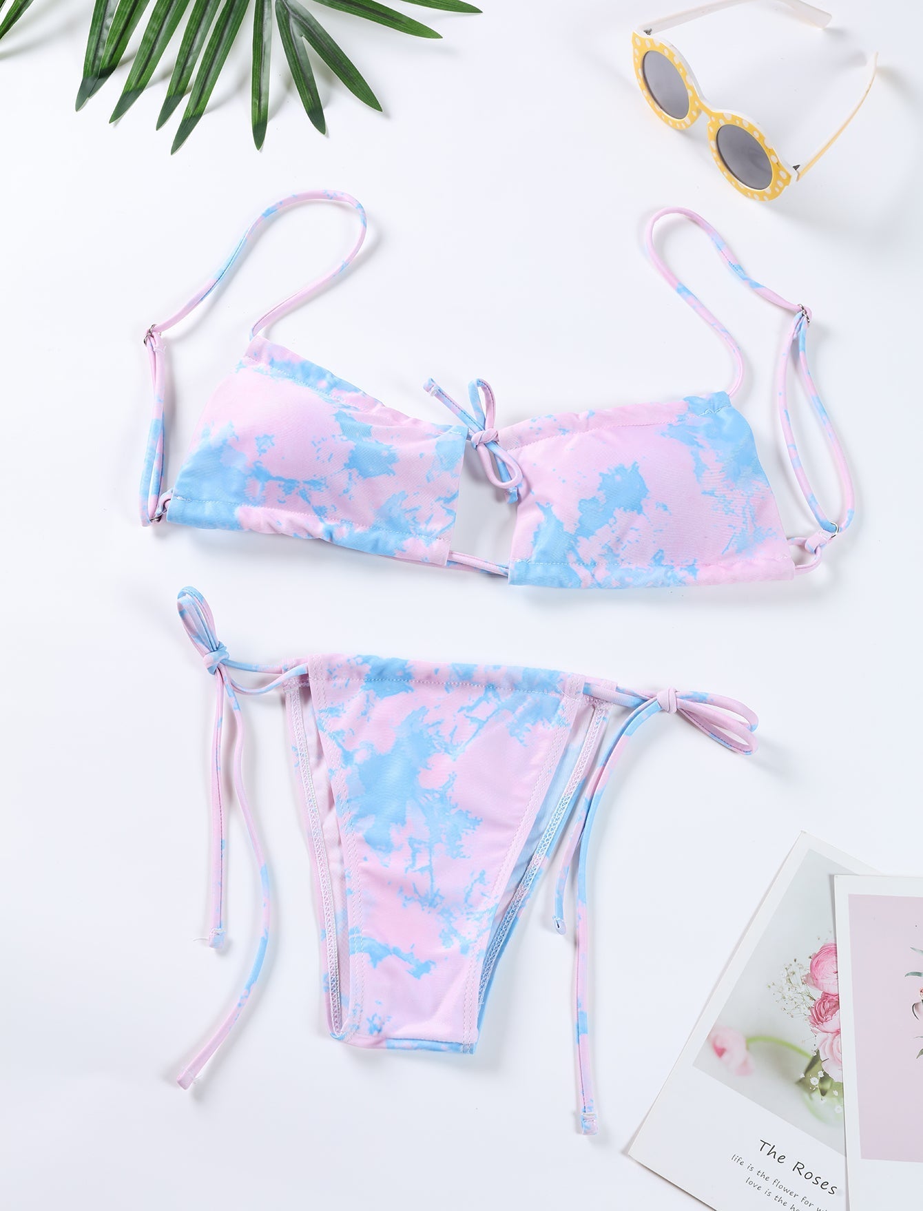 Women Print Two Piece Swimsuit Bandage Bikini Beachwear Bathing Suit Swimwear Sai Feel