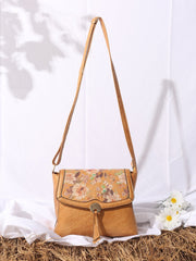 Women Retro Floral Printed Adjustable Strap Flap Shoulder Bag Sai Feel
