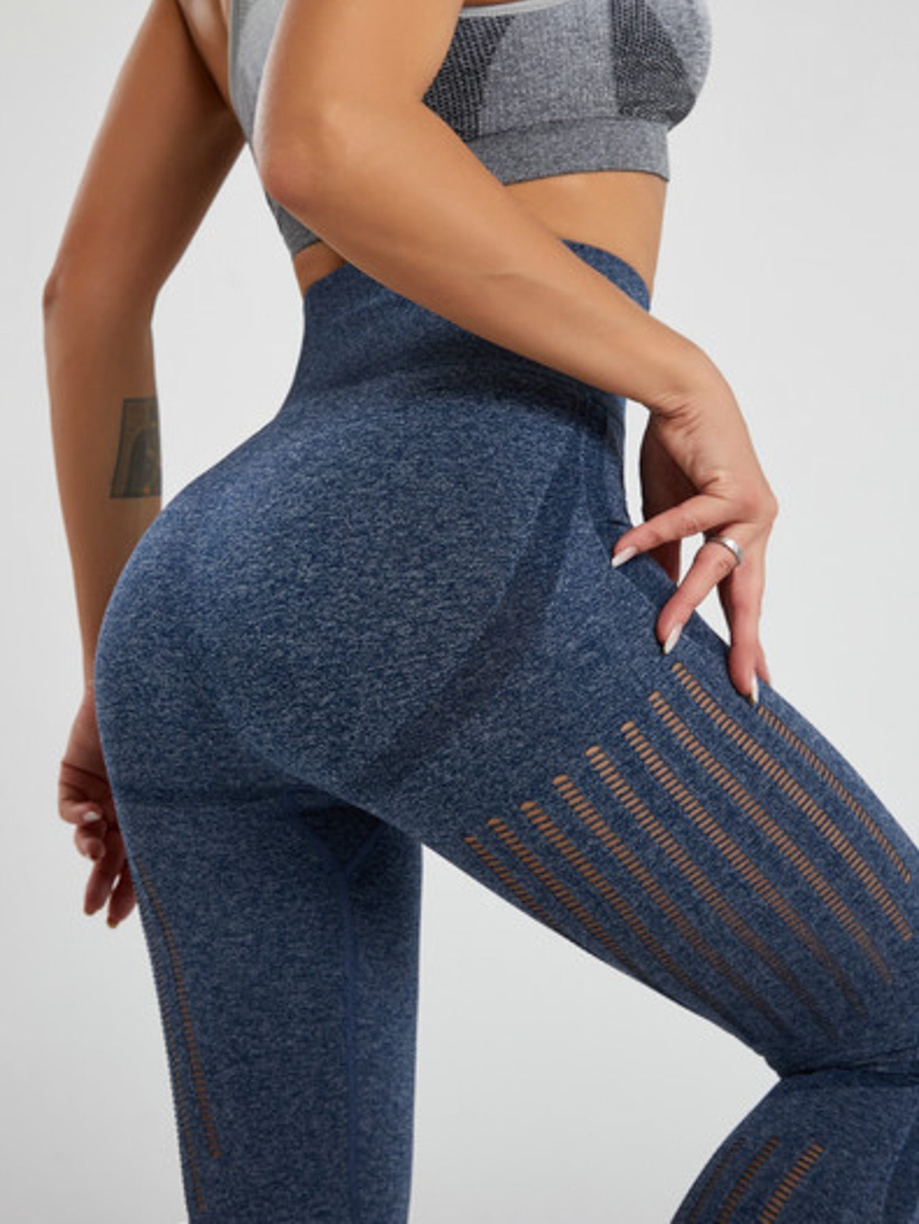 Women Seamless Vertical Edge mesh Yoga sports leggings Sai Feel