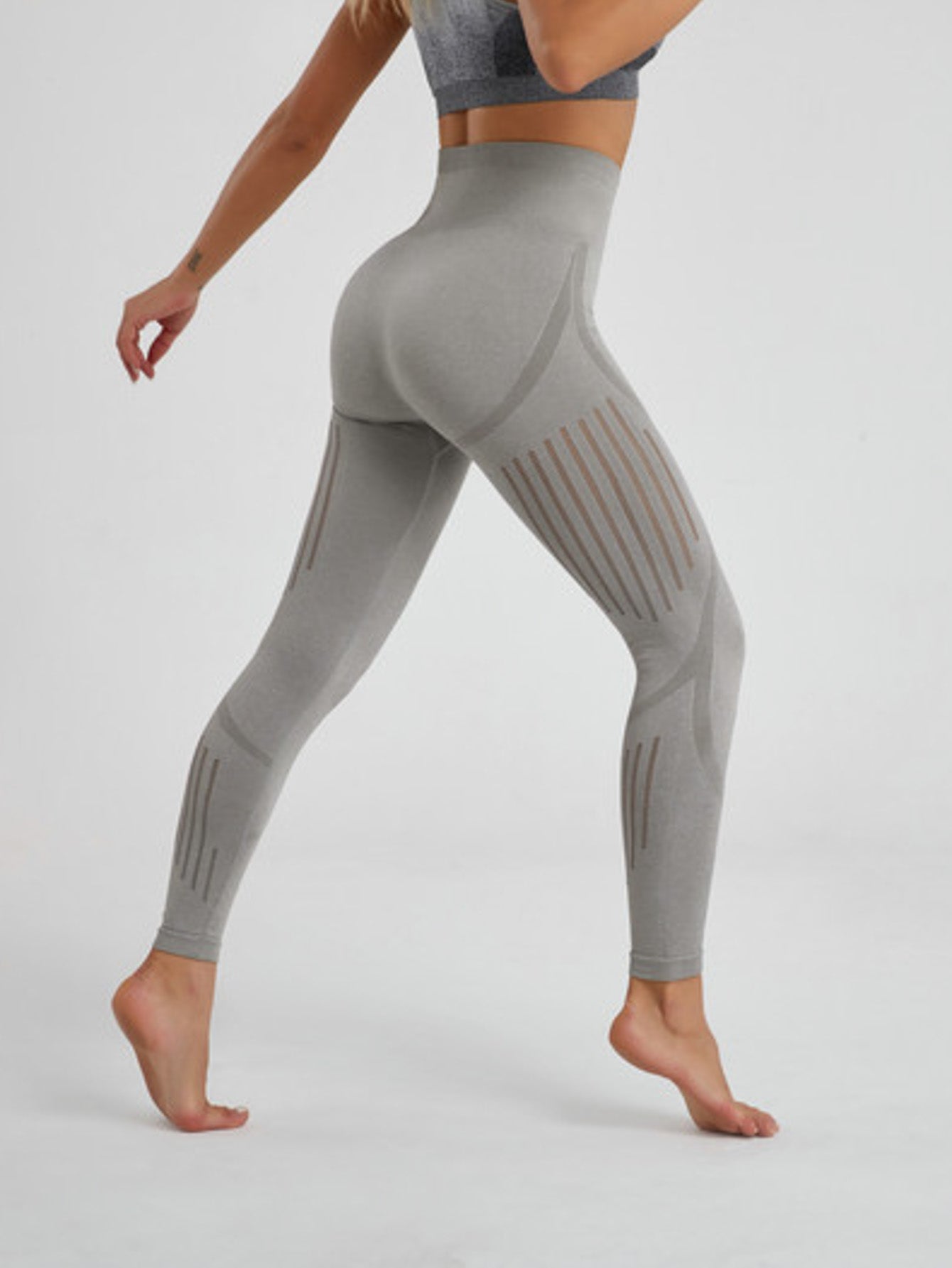 Women Seamless Vertical Edge mesh Yoga sports leggings Sai Feel