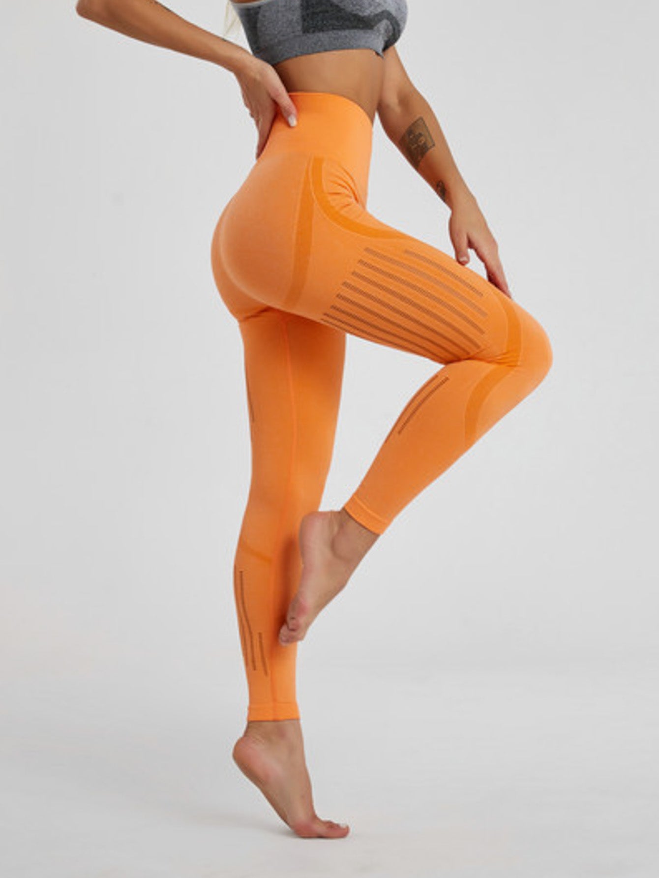 Women Seamless Vertical Edge mesh Yoga sports leggings Sai Feel